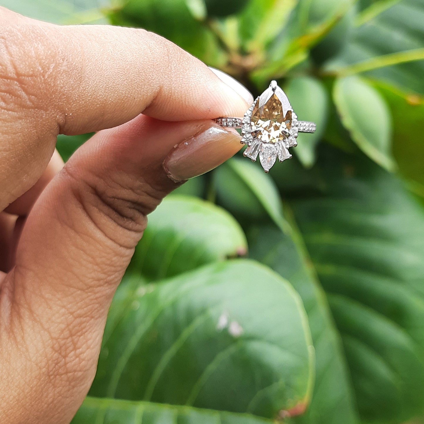 Champagne Colored Moissanite Diamond Engagement Ring