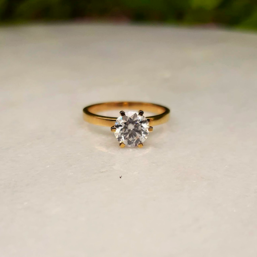 The Deepa Solitaire Ring- Vaira Moissanite diamond