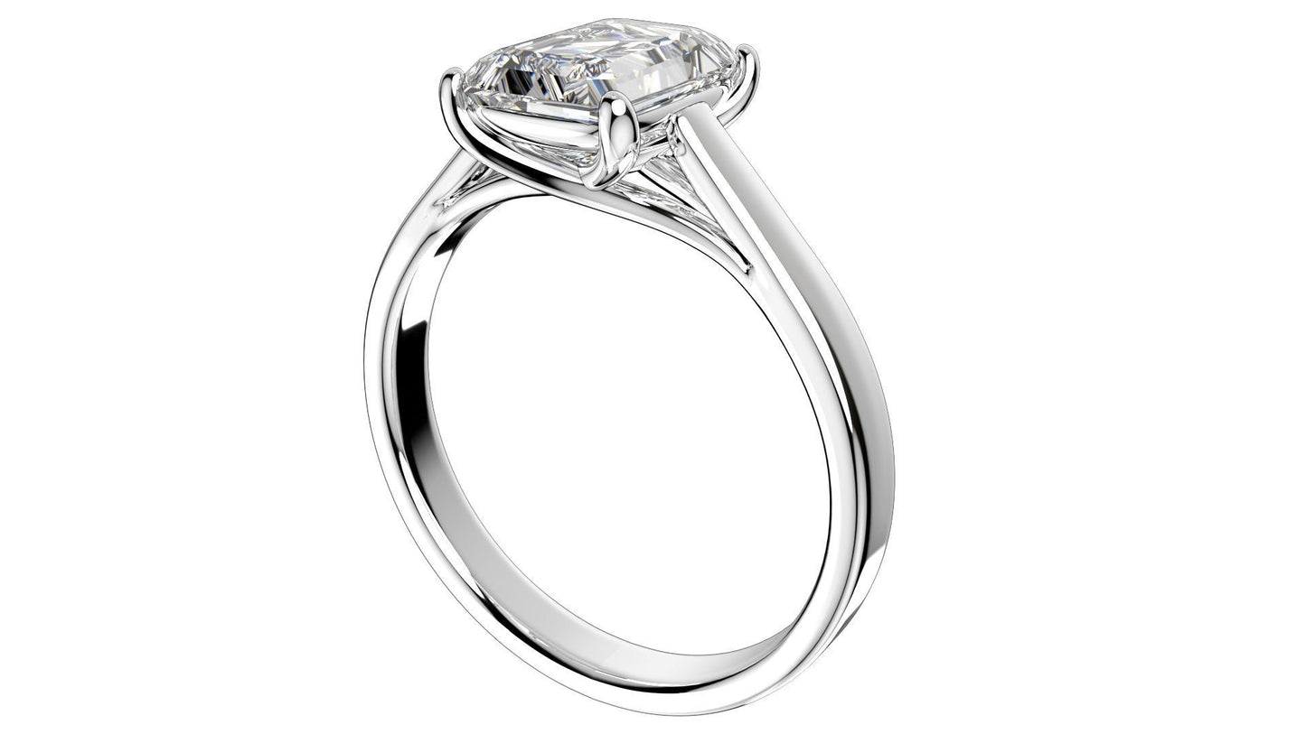 Talia Sterling Silver and Moissanite Solitaire Ring - Emerald Cut