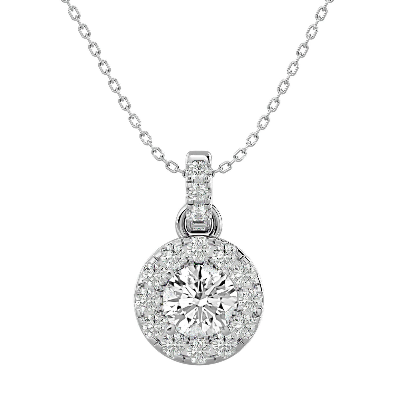 Halo pendant Necklace - 2.34 Ct